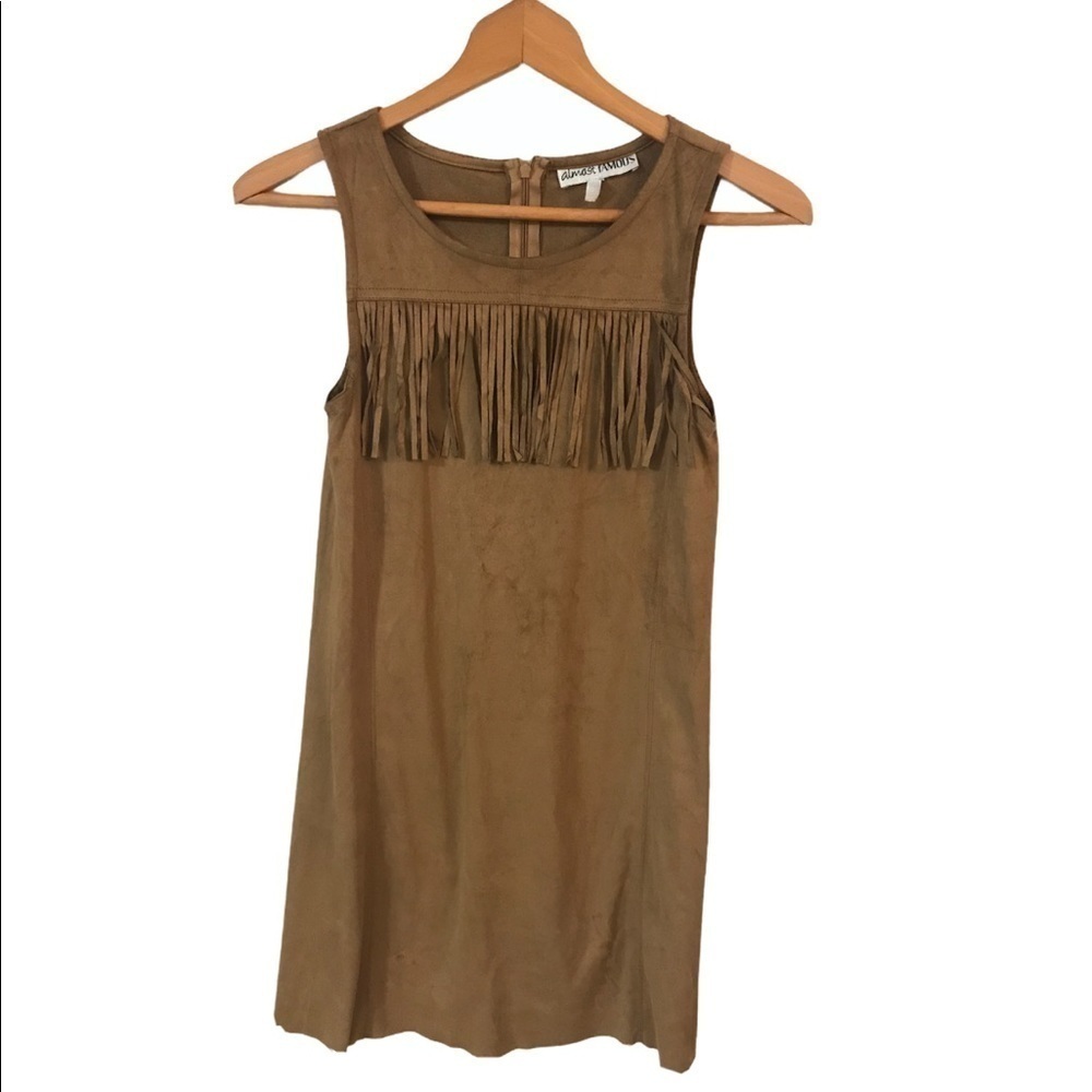 Almost Famous Suede Sleeveless Fringe Dress Women’s Size XS